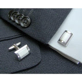 Zilveren Manchetknopen Brede Rand met Monogram gravure- Sterling Zilver