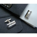 Zilveren Manchetknopen Bol met Banen met Monogram gravure - Sterling Zilver