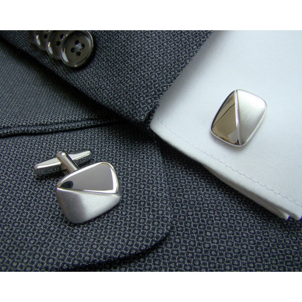 Zilveren Manchetknopen Gematteerd en Glanzend - Sterling Zilver