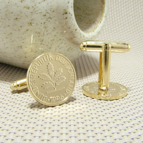 Manchetknopen Duitsland gemaakt van 1 Pfennig 1996