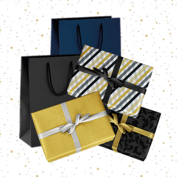 Feestelijke cadeauverpakking - Inpakpapier, lint en geschenktasje