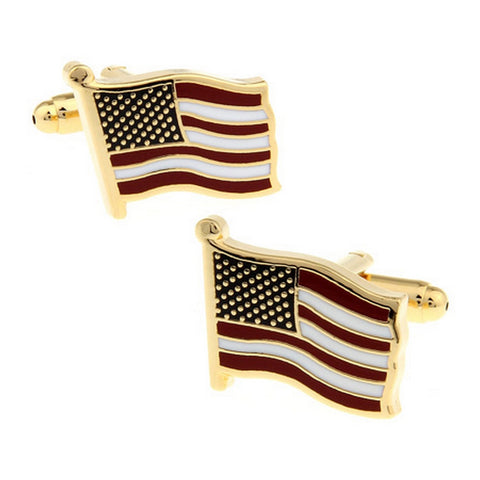 Manchetknopen Amerikaanse vlag - Goudkleurig