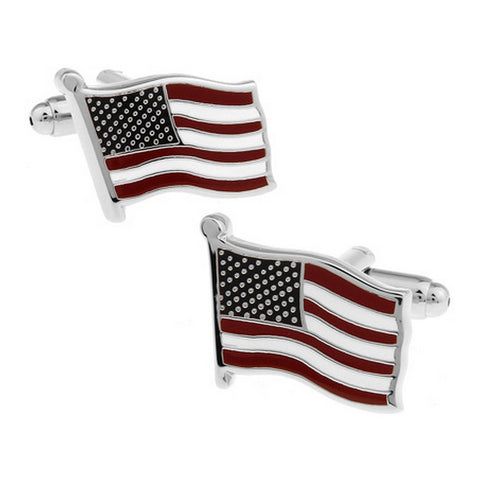 Manchetknopen Amerikaanse vlag - Zilverkleurig