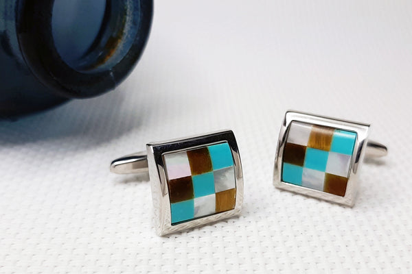 Manchetknopen Mozaïek Turquoise