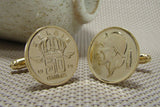 Manchetknopen België gemaakt van 50 Centimes 1970