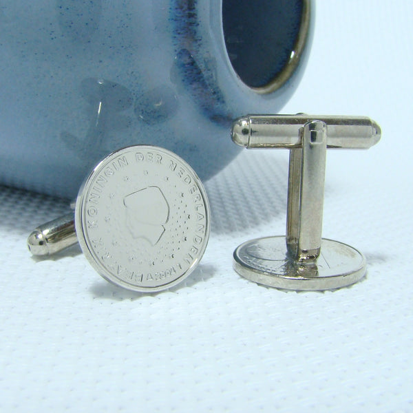 Manchetknopen gemaakt van 1 Eurocent Prinses Beatrix *** 1999 - 2000 - 2001 - 2003 - 2004
