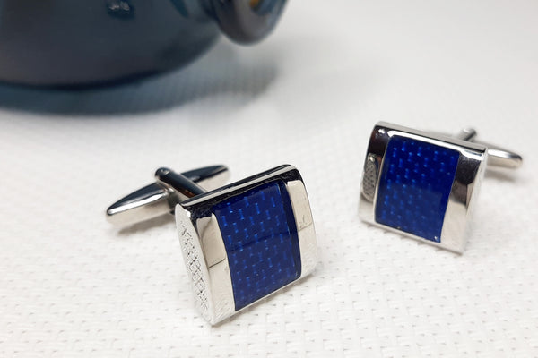 Manchetknopen Blauw vierkant