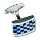 Manchetknopen Blocks Parelmoer Blauw Wit