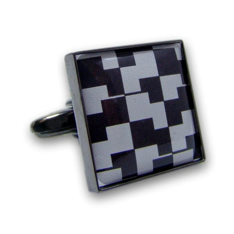 Manchetknopen Zwart Wit Tetris