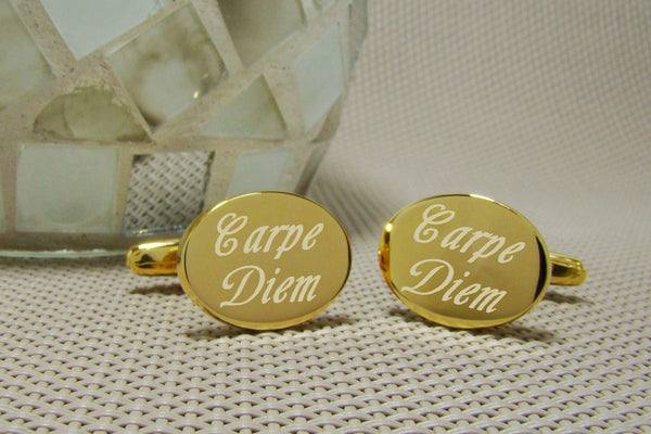 Manchetknopen Goudkleurig Carpe Diem gravure