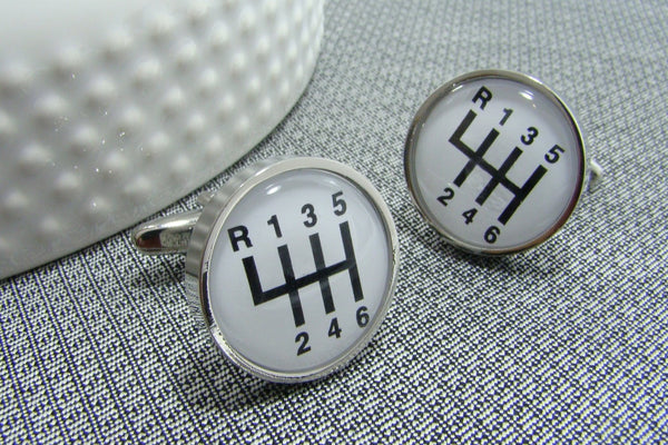 Manchetknopen Top Gear Schakelbak Wit