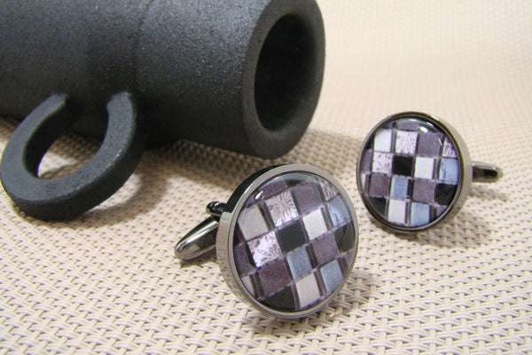 Manchetknopen Mozaïek Zwart Grijs