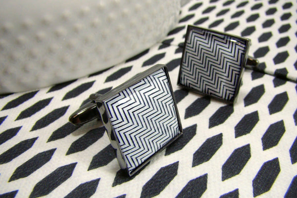 Manchetknopen Zwart Wit Designating