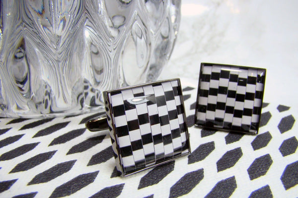 Manchetknopen Zwart Wit Illusion