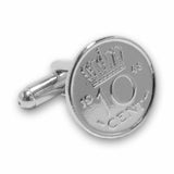 Manchetknopen gemaakt van 10 cent, dubbeltje 1948