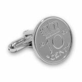 Manchetknopen gemaakt van 10 cent, dubbeltje 1962