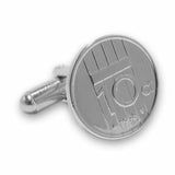 Manchetknopen gemaakt van 10 cent, dubbeltje 1998