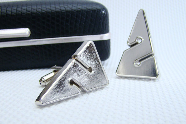 Manchetknopen Line Cookie Zilverkleurig Driehoek (Duiken)