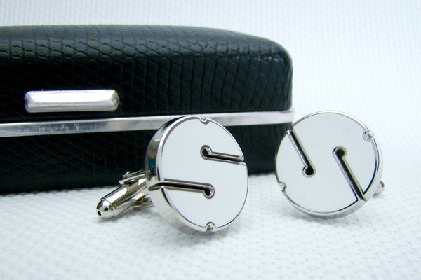 Manchetknopen Cookie Line marker Wit Rond (Duiken)