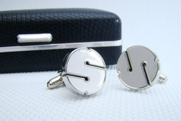 Manchetknopen Cookie Line marker Zilverkleur Rond (Duiken)