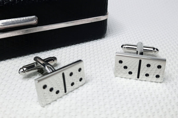Manchetknopen Domino - Zilverkleurige dominostenen