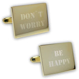 Manchetknopen Don't Worry, Be Happy Gegraveerd Goudkleurig