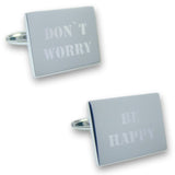 Manchetknopen Don't Worry Be Happy Gegraveerd Zilverkleurig