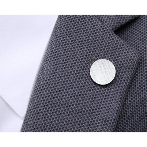 Zilveren Revers Pin Rond Mat met Logogravure - Echt Zilver