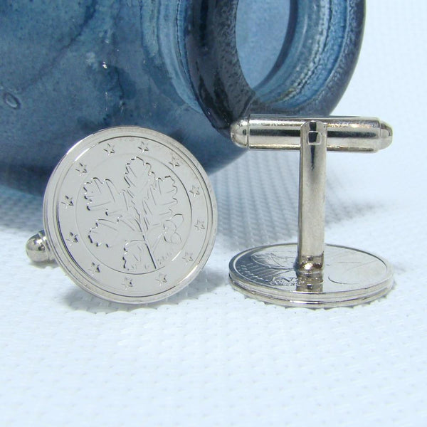 Manchetknopen gemaakt van 2 Eurocent Eikentwijg *** 2002 - 2003 - 2004 - 2007