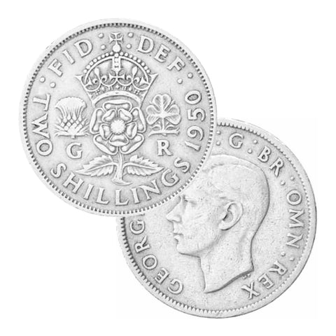 Zilveren Sleutelhanger met 2 Shillings Koning George VI Engeland
