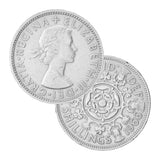 Zilveren Sleutelhanger met 2 Shillings 1966 Koningin Elizabeth II Engeland