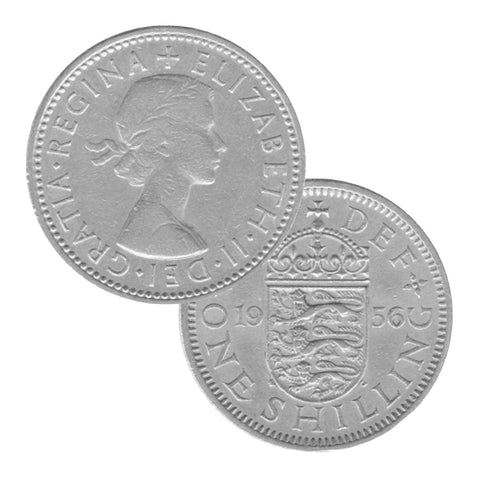 Zilveren Sleutelhanger met One Shilling Elizabeth II Engeland