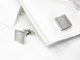 Tijdelijk uitverkocht - Weer leverbaar vanaf 30 mei - Manchetknopen Vierkant Mat met Vingerafdrukgravure - Zilverkleurig
