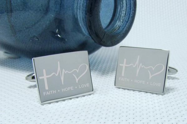 Manchetknopen Geloof, Hoop & Liefde Gegraveerd