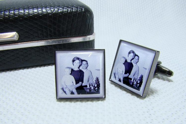 Manchetknopen met uw eigen Foto - Vierkant Antraciet