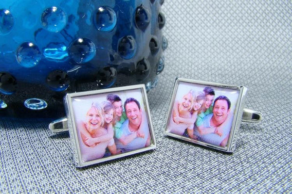 Manchetknopen met uw eigen Foto - Rechthoek Zilverkleurig