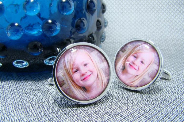 Manchetknopen met uw eigen Foto - Rond Zilverkleurig