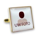Manchetknopen met uw eigen Foto - Vierkant Goudkleurig