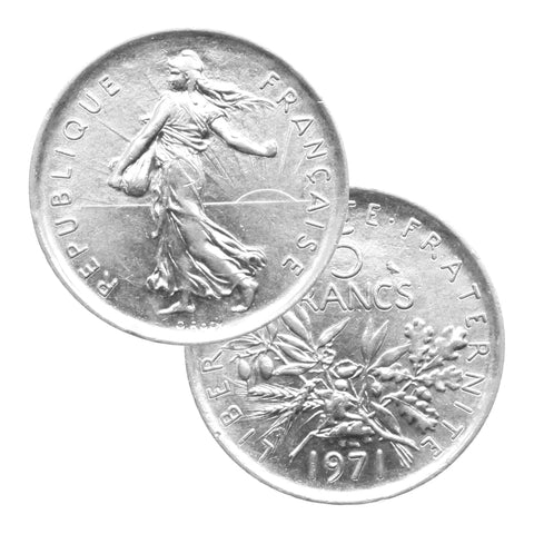 Zilveren Sleutelhanger met 5 Francs Frankrijk