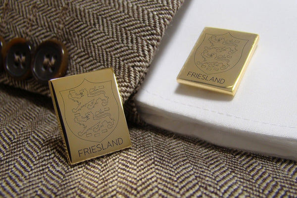 Persoonlijke Manchetknopen met Fries Wapen | Keuze Goud of Zilverkleurig
