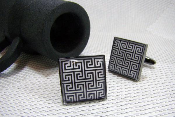 Manchetknopen Zwart Wit Labyrint