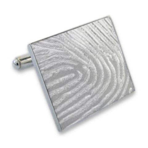 Zilveren Manchetknopen Rechthoek met Vingerafdrukgravure- Sterling Zilver