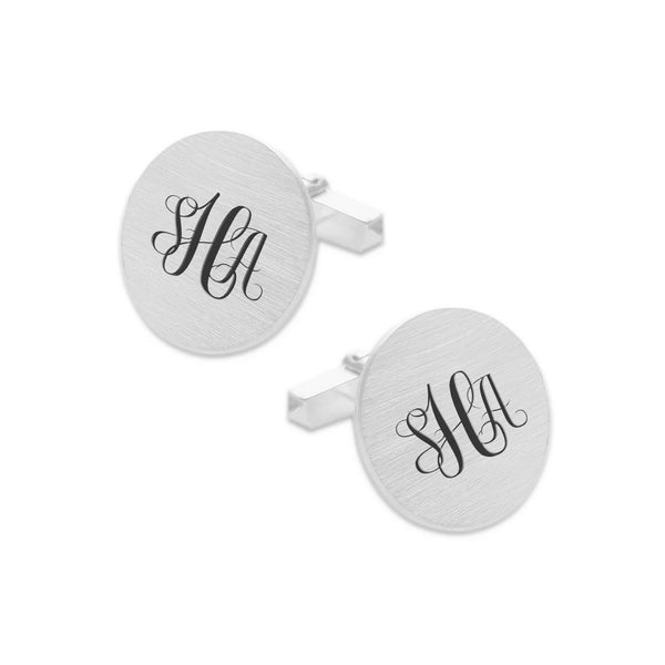 Zilveren Manchetknopen Rond met Monogram gravure - Sterling Zilver
