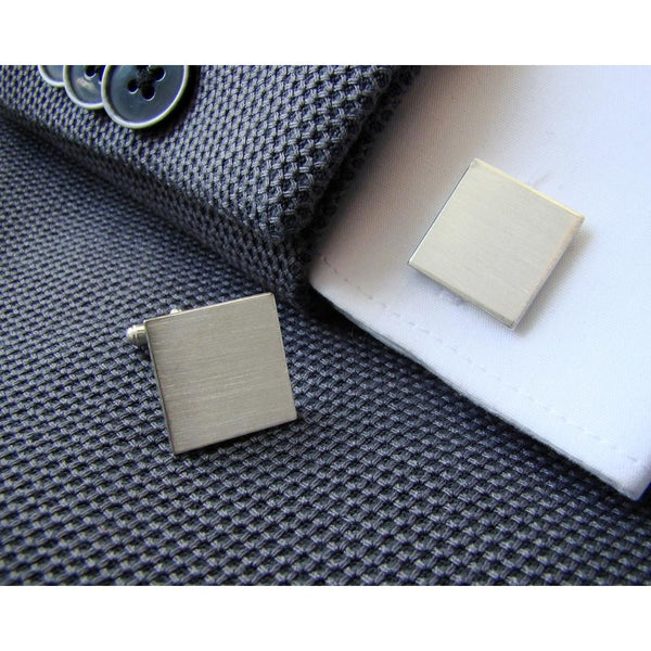 Zilveren Manchetknopen Vierkant gematteerd - Sterling Zilver