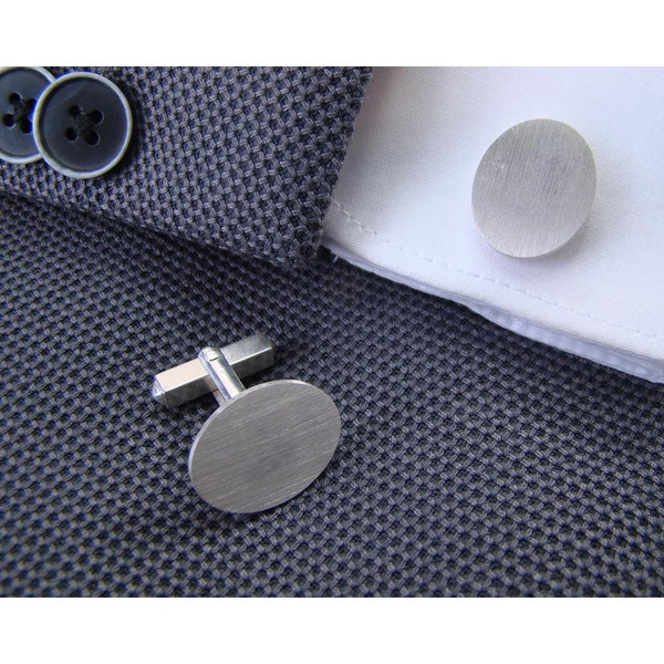 Zilveren Manchetknopen Ovaal Mat - Sterling Zilver