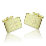 Op aanvraag - Gouden Manchetknopen Rechthoek met Monogram gravure - 14K Geelgoud