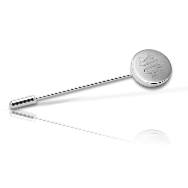 Reversspeld Glans Rond met Monogram gravure - Zilverkleurig