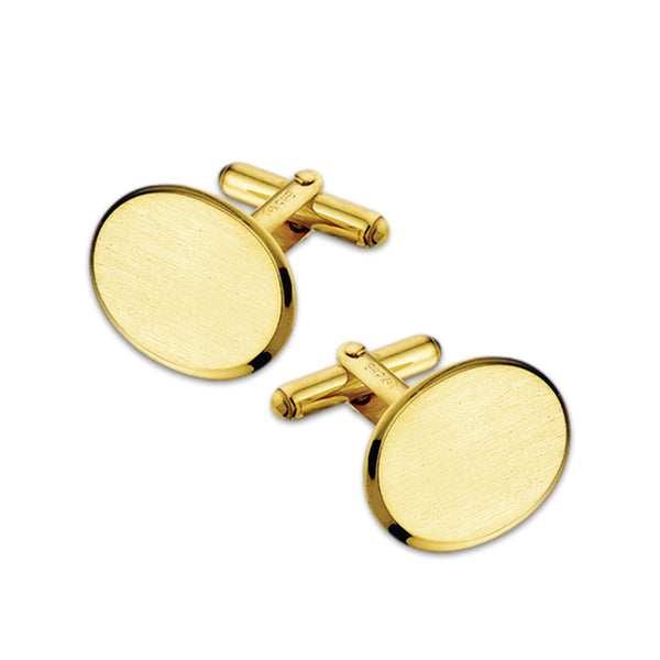 14 Karaat Geelgouden Manchetknopen - Ovaal met een Facetrand