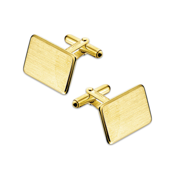 14 Karaat Geelgouden Manchetknopen - Rechthoek met Facetrand - met gravure naar keuze