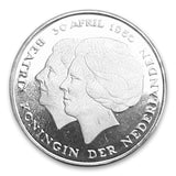 Zilveren sleutelhanger met Nederlandse Gulden 'dubbele kop' 1980